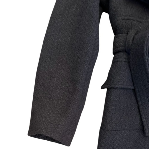 Marciano Wool Blend Tie-Waist Collar Coat Jacket, Chocolate Brown, Size S/P - Picture 7 of 13